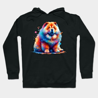 Colorful Abstract Chow Chow in Splash Art Style Hoodie